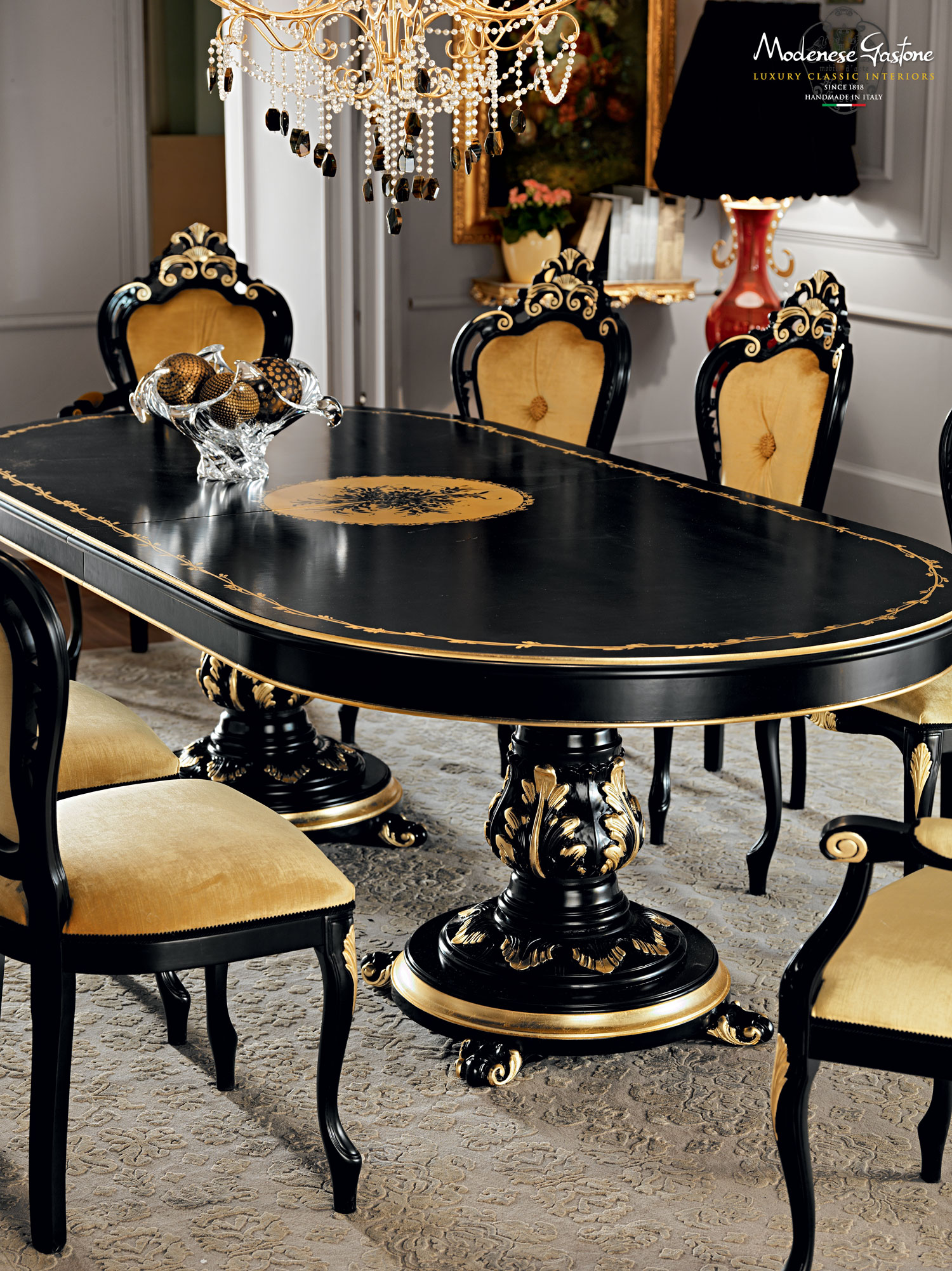 Extendable-black-hardwood-handmade-dining-table-Villa-Venezia-collection-Modenese-Gastone